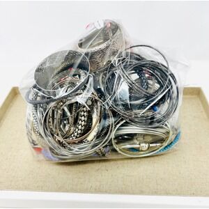 Vintage & Modern Silver Tone Mixed Metal Wearable Bracelet Jewelry Lot 2lbs